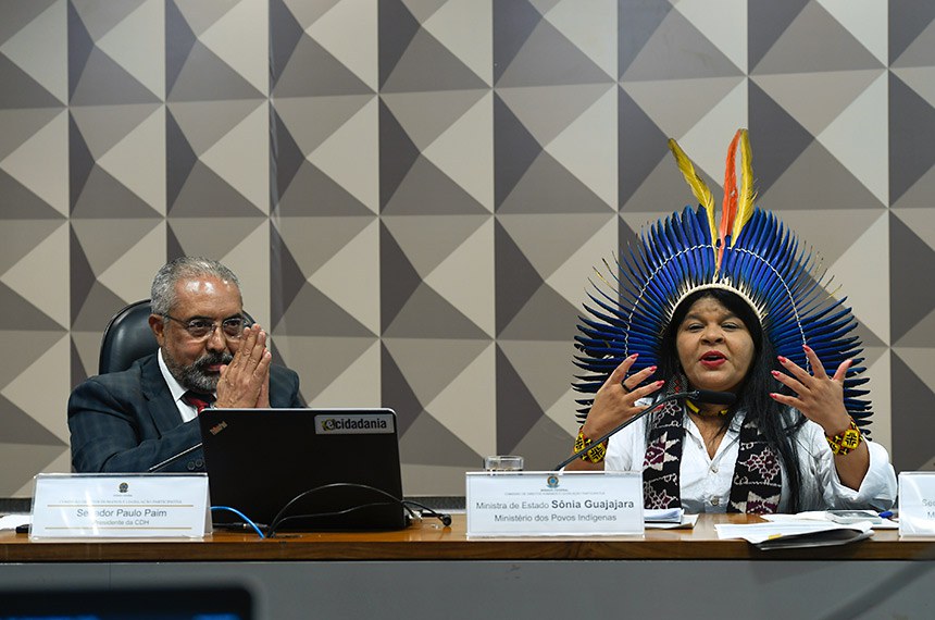 Mesa: 
presidente da CDH, senador Paulo Paim (PT-RS);
ministra de Estado dos Povos Indígenas, Sônia Guajajara.