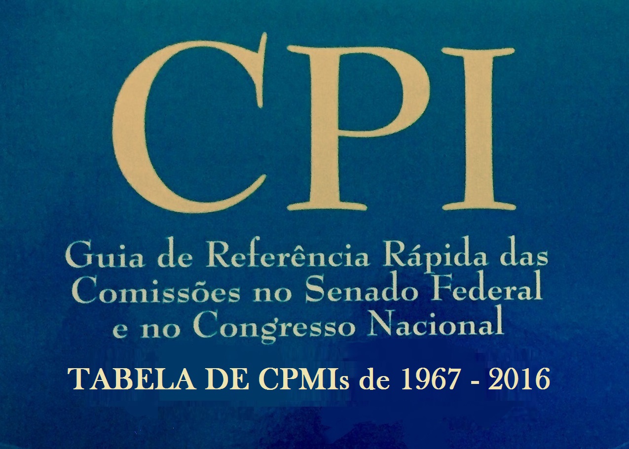 Capa - TABELA DE CPMIs de 1967 - 2016