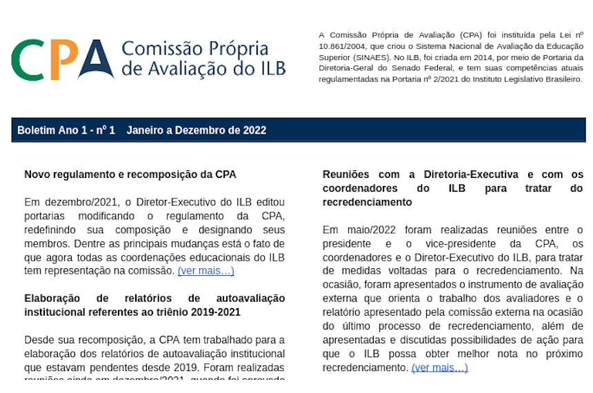 Lançamento do Boletim da CPA