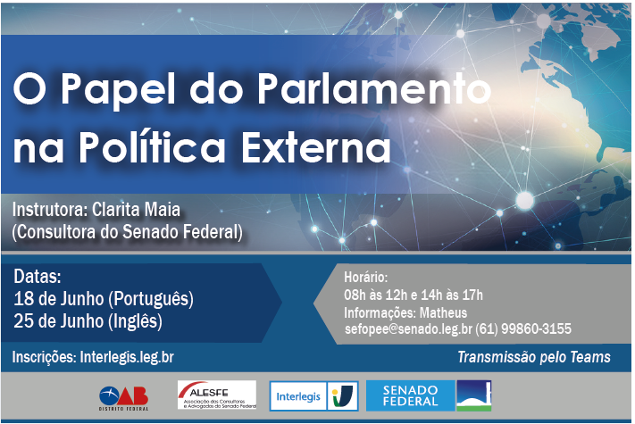 Consultora do Senado ministra curso sobre o papel do parlamento na política externa