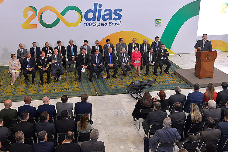 Davi ressalta importância da harmonia entre os Poderes em evento que marcou 200 dias do governo Bolsonaro. Foto: Marcos Brandão