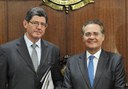 Presidente do senado, Renan Calheiros (PMDB-AL), recebe ministro da Fazenda. Foto: Jane de Araújo
