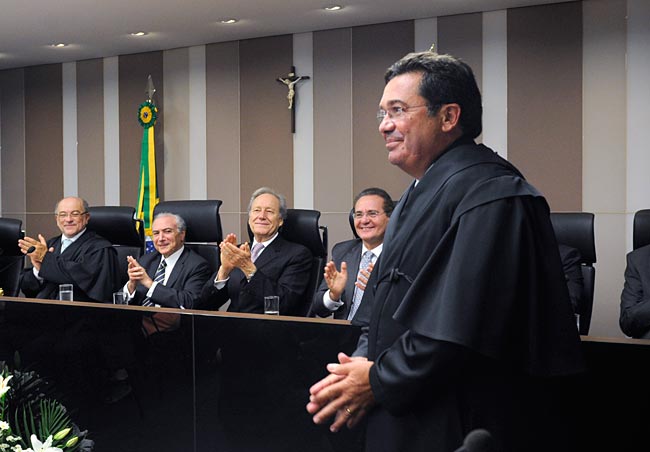 Renan Calheiros participa da posse de Vital do Rêgo como ministro do TCU. Foto: Jane de Araújo