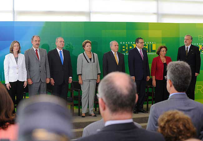 Presidente do Senado, Renan Calheiros (PMDB-AL) acompanha solenidade de posse dos ministros Ricardo Berzoini (Relações Institucionais) e Ideli Salvatti (Direitos Humanos). Foto: Jane Araújo