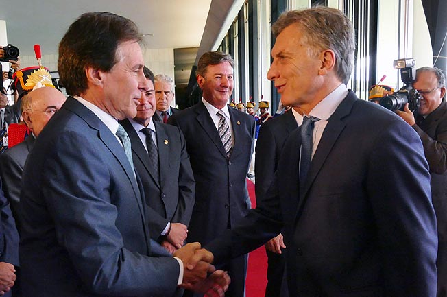 Eunício recebe a visita do presidente da Argentina, Mauricio Macri. Foto: Marcos Brandão
