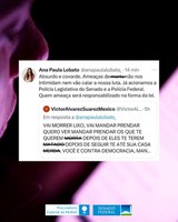 A Procuradora da Mulher do Senado repudia com veemência os ataques e ameaças de morte dirigidos à senadora Ana Paula Lobato.