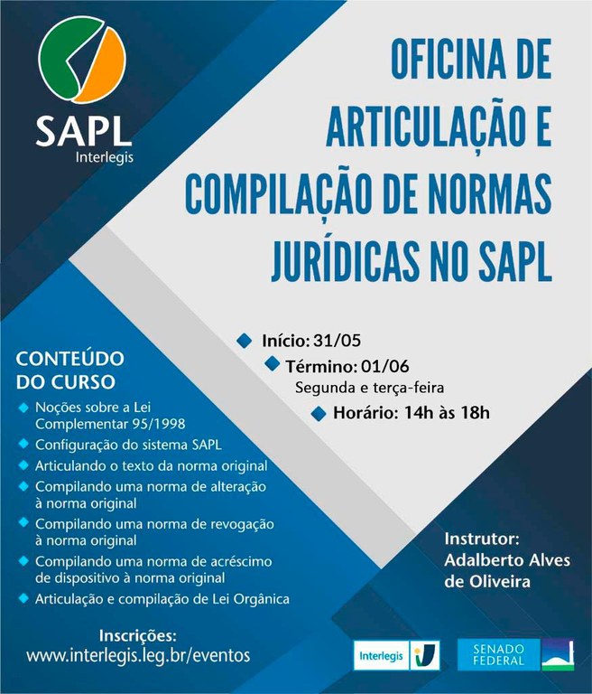 Articulação e Compilação de Normas Jurídicas no SAPL - Turma 3/2021