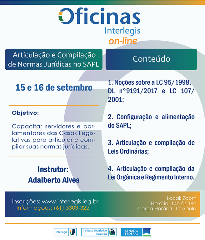 Articulação e Compilação de Normas Jurídicas no SAPL - Turma 6/2021