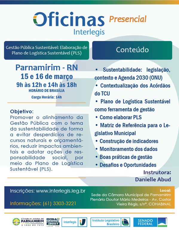 Oficina de Gestão Pública Sustentável - Elaboração de Plano de Logística Sustentável (PLS) Câmara Municipal de Parnamirim - Turma 02/2023