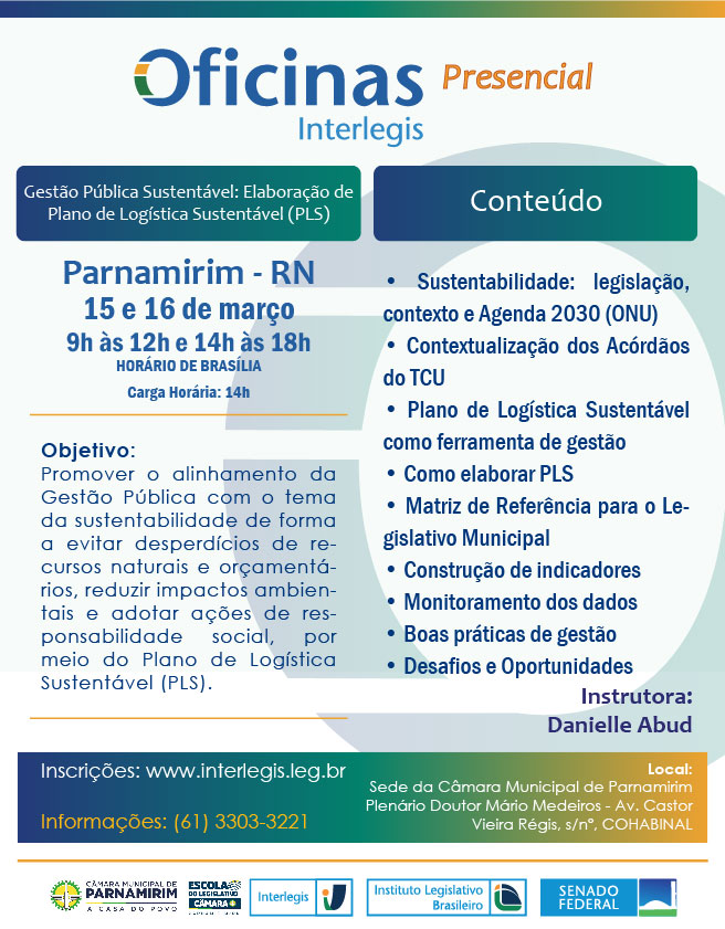 Oficina de Gestão Pública Sustentável - Elaboração de Plano de Logística Sustentável (PLS) Câmara Municipal de Parnamirim - Turma 02/2023