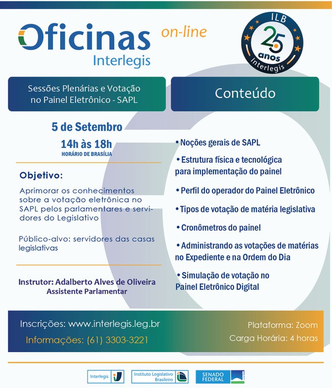 Oficina de Sessões Plenárias e Votação no Painel Eletrônico - SAPL - Turma 01/2022