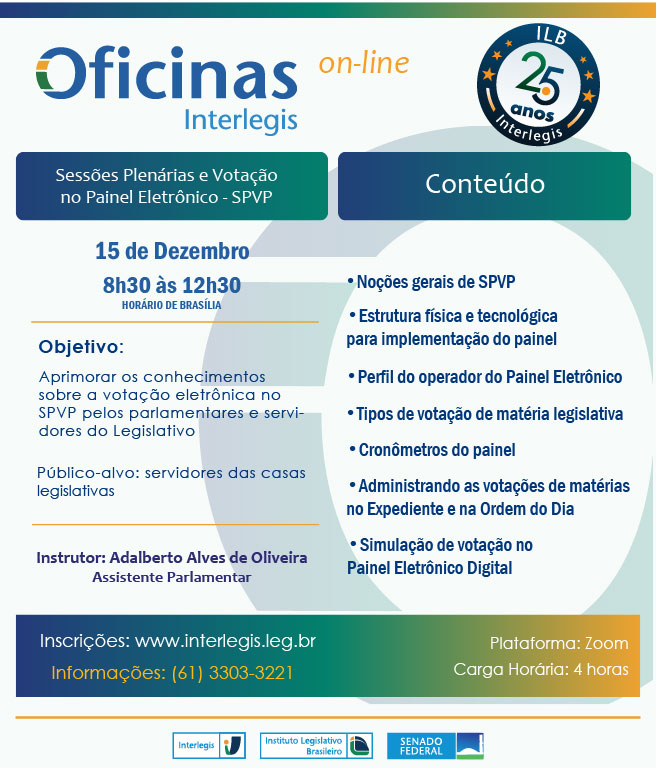 Oficina de Sessões Plenárias e Votação no Painel Eletrônico- SPVP -Turma 04/2022