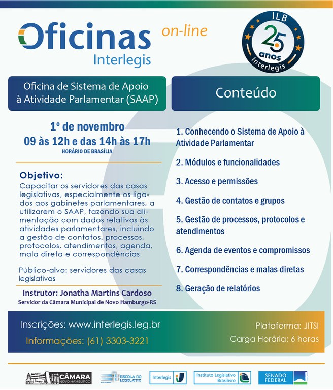 Oficina de Sistema de Apoio à Atividade Parlamentar- SAAP- Turma 01