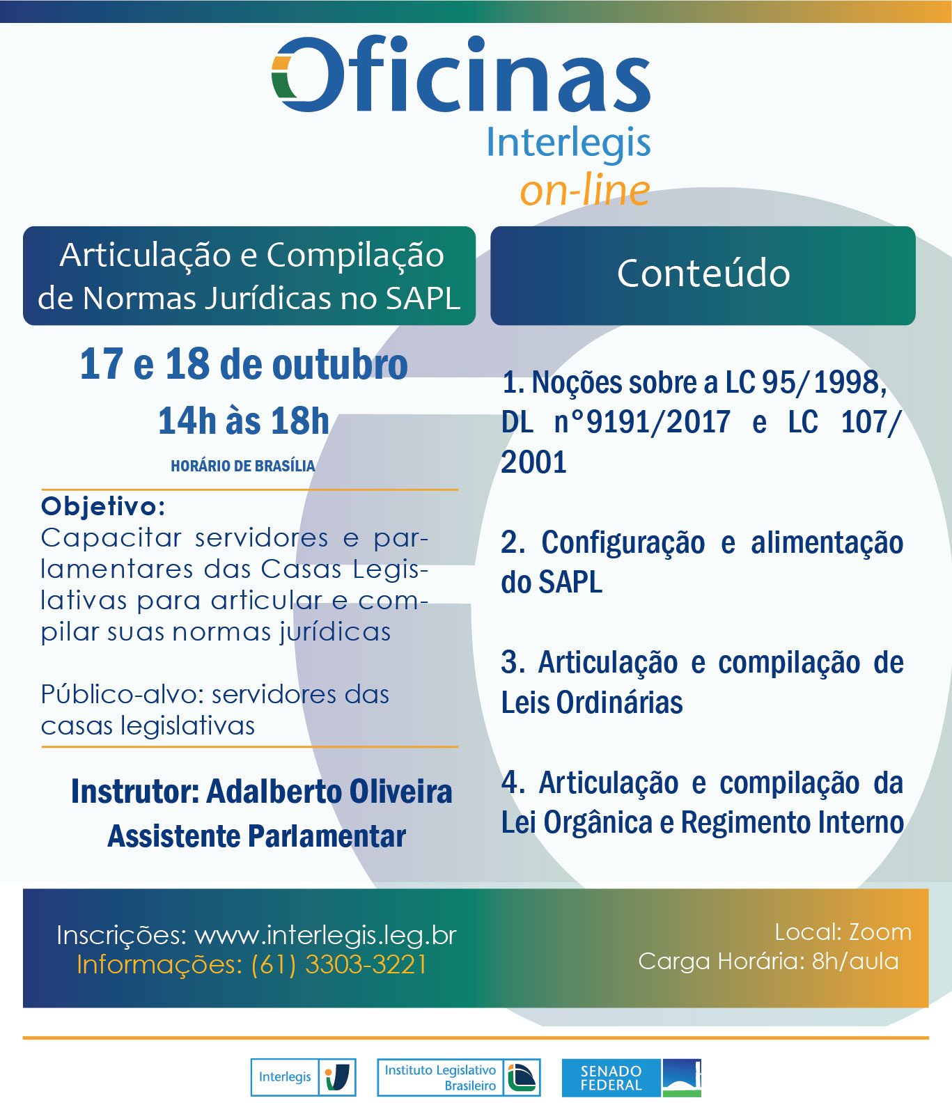 Oficina Interlegis de  Articulação e Compilação de Normas Jurídicas no SAPL- Turma 05/2022