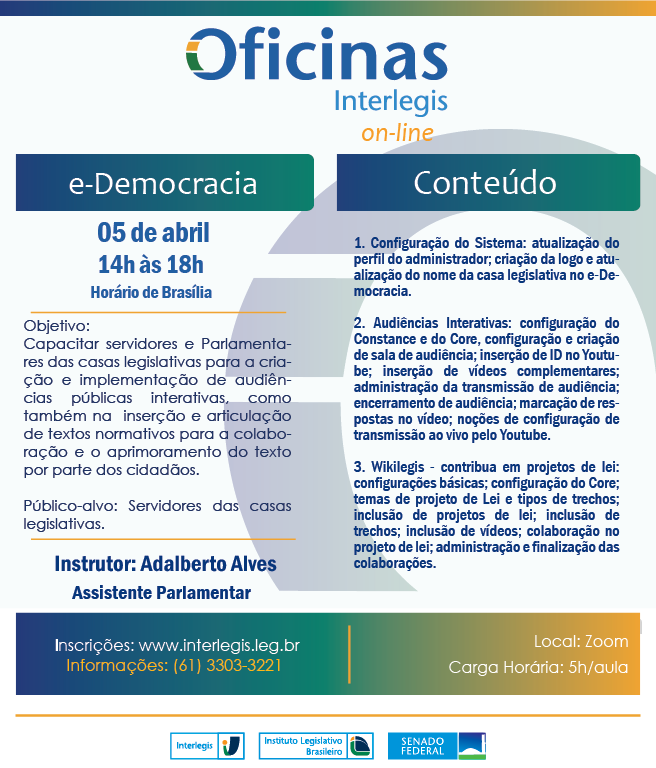 Oficina Interlegis de e-Democracia - Turma 2/2022
