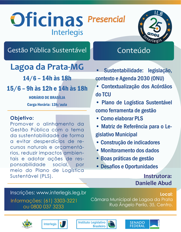 Oficina Interlegis de Gestão Pública Sustentável - Turma 01/2022 - Câmara Municipal de Lagoa da Prata (MG)
