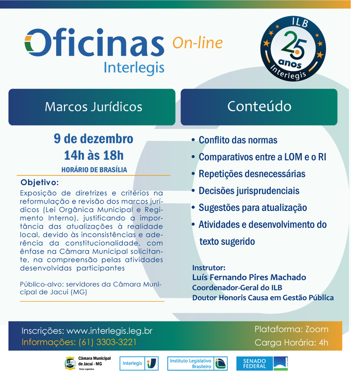 Oficina Interlegis de Marcos Jurídicos - Câmara Municipal de Jacuí - MG - Turma 20/22