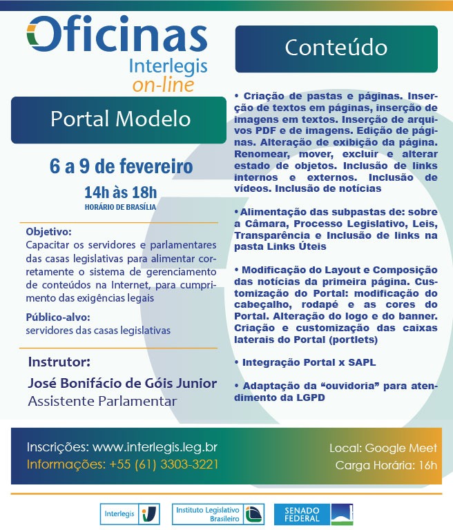 Oficina Interlegis de Portal Modelo  - Turma 1/2023