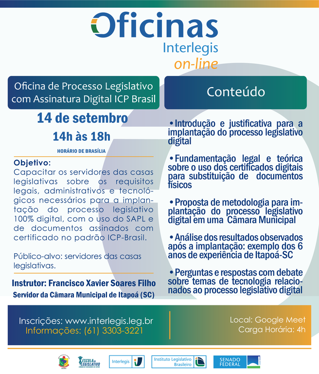 Oficina de Processo Eletrônico com Assinatura Digital ICP Brasil - Turma 01/2022