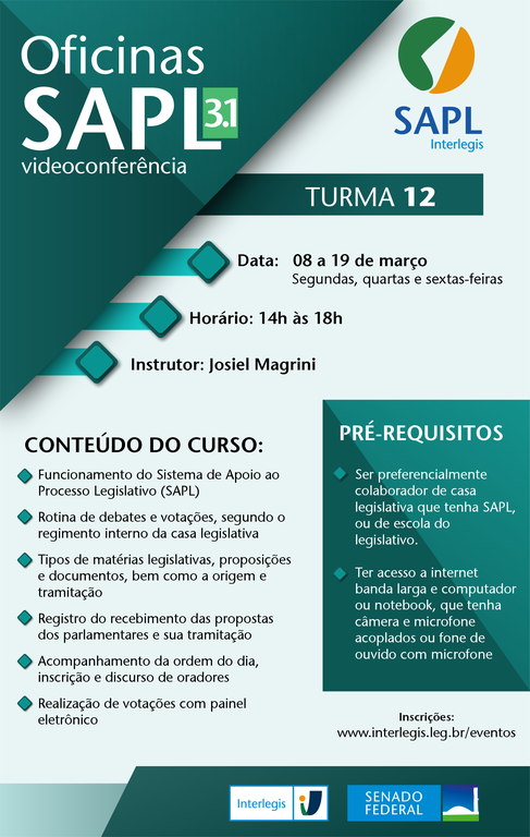 Oficina Interlegis de SAPL 3.1 Ao Vivo - Turma 2/2021