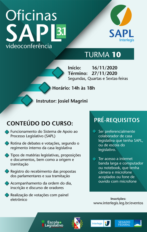 Oficina Interlegis SAPL 3.1 Ao Vivo - Turma 10