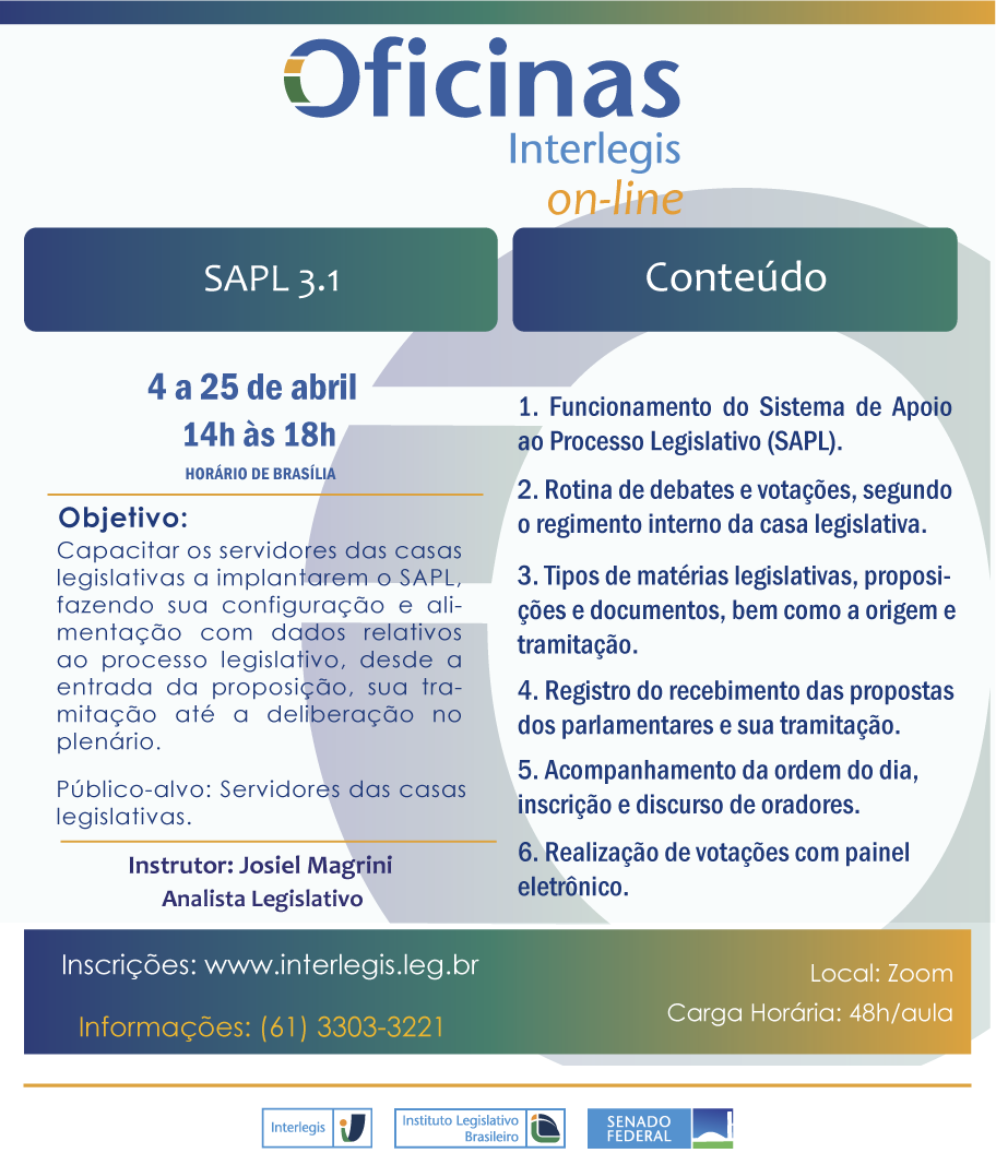 Oficina de Sistema de Apoio ao Processo Legislativo-Turma 03/2022