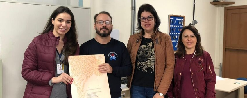 Assessores de Coordenadoria Regional de Educação do Rio Grande do Sul divulgam o Jovem Senador no estado