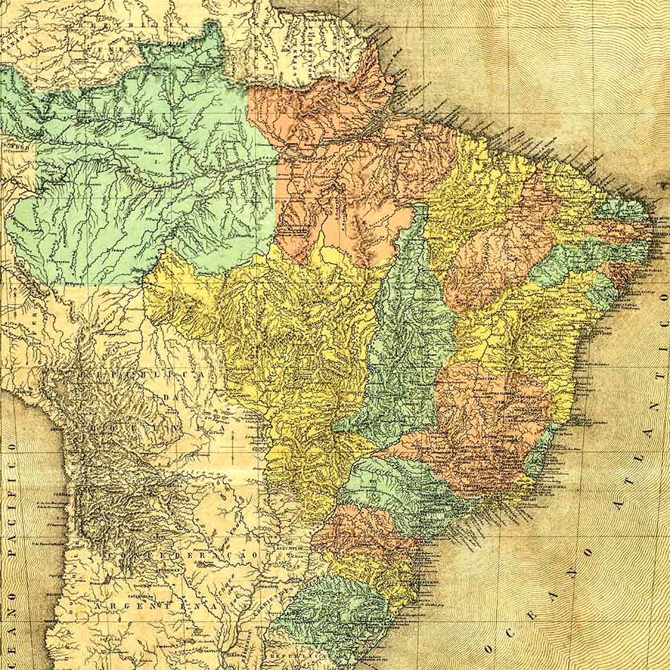 Mapa do Império publicado em 1868 por Cândido Mendes de Almeida, futuro senador