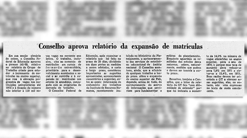 Por decisão do governo, Conselho Federal de Educação passou a liberar mais faculdades e cursos (imagem: Correio da Manhã/Biblioteca Nacional)