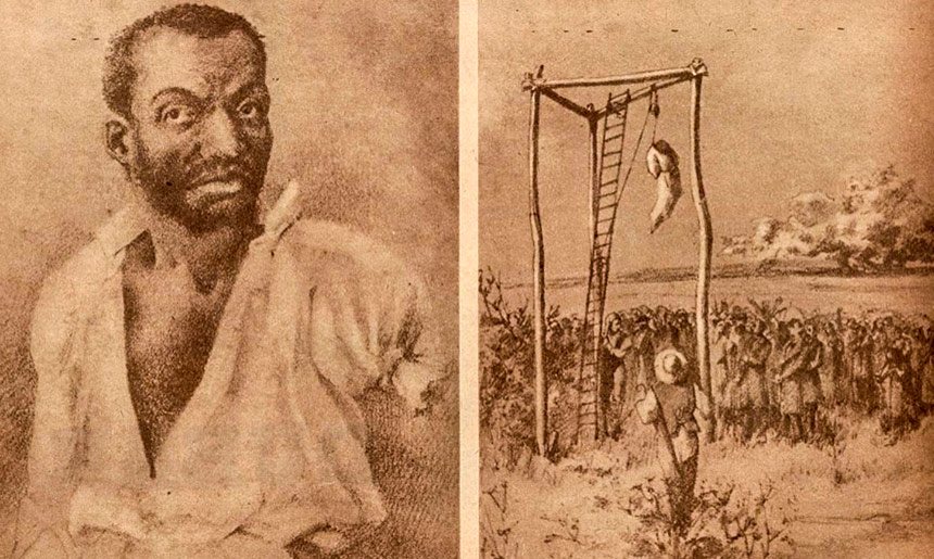 Enforcamento do escravo Lucas da Feira, em 1849, em Feira de Santana; ele foi condenado por homicídio (imagem: Arquivo Nacional)