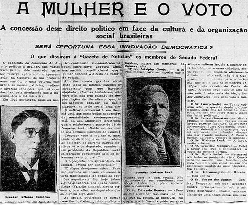 Reportagem de jornal mostra que o sufrágio feminino dividia as opiniões no Senado em 1924 (imagem: Gazeta de Notícias/Biblioteca Nacional Digital)
