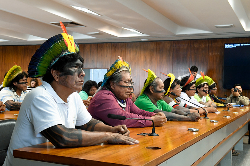 Índios em audiência pública na Comissão de Direitos Humanos do Senado (foto: Edilson Rodrigues/Agência Senado)