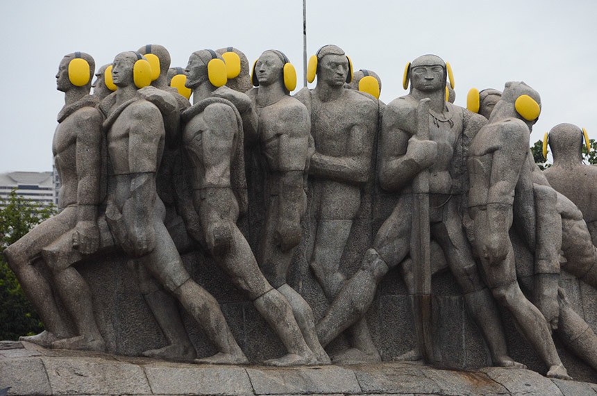 Intervenção em monumento da capital paulista conscientiza contra ruído