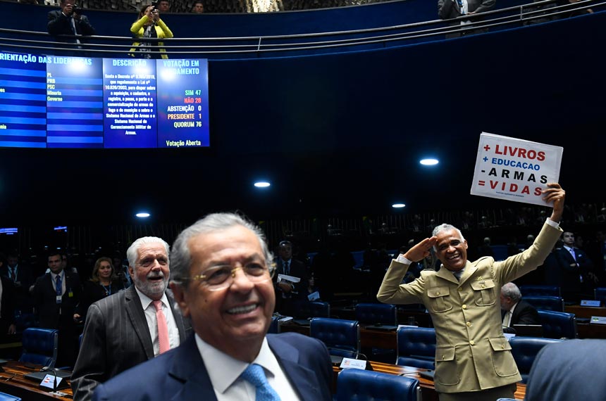 Plenário do Senado derruba em 2019 decreto presidencial que flexibilizava regras para posse e porte de armas (foto: Marcos Oliveira/Agência Senado)
