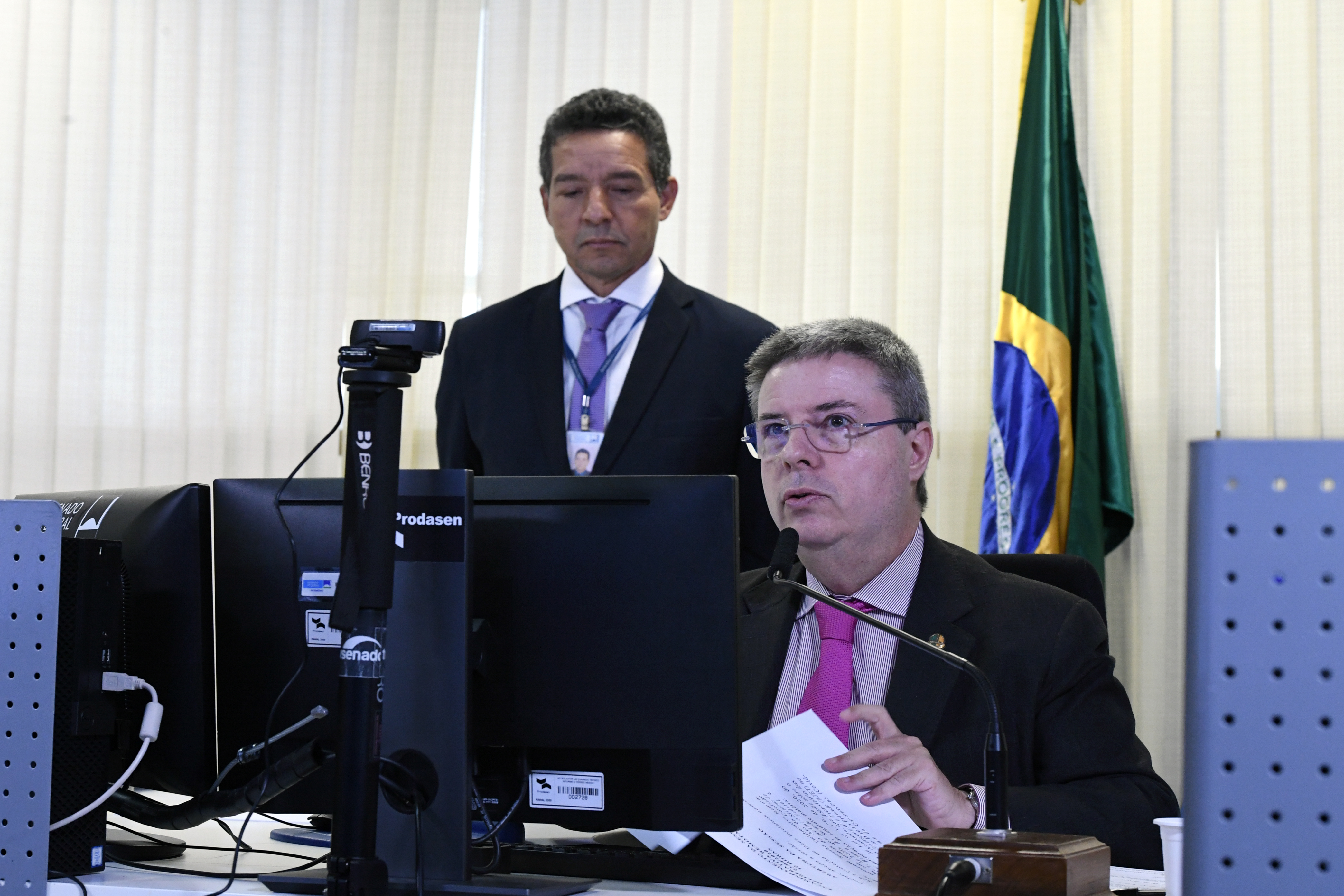 O então 1° vice-presidente do Senado, Antonio Anastasia, comanda sessão virtual (Foto: Edilson Rodrigues/Agência Senado