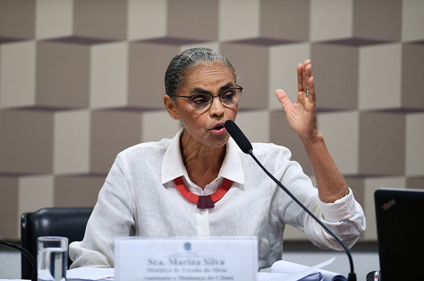 Marina Silva em audiência pública no Senado em agosto deste ano