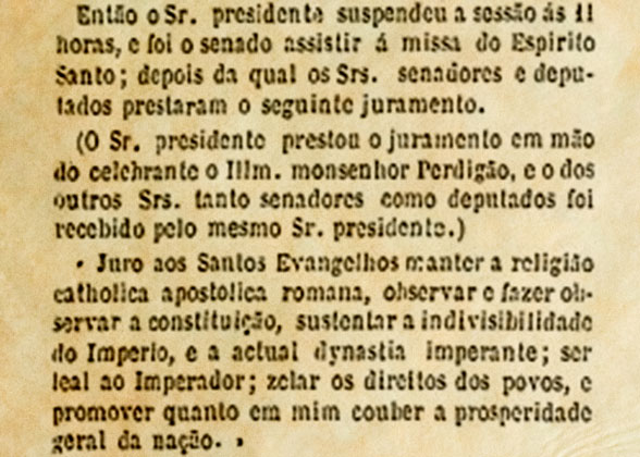 Juramento de posse de senadores e deputados em 1826