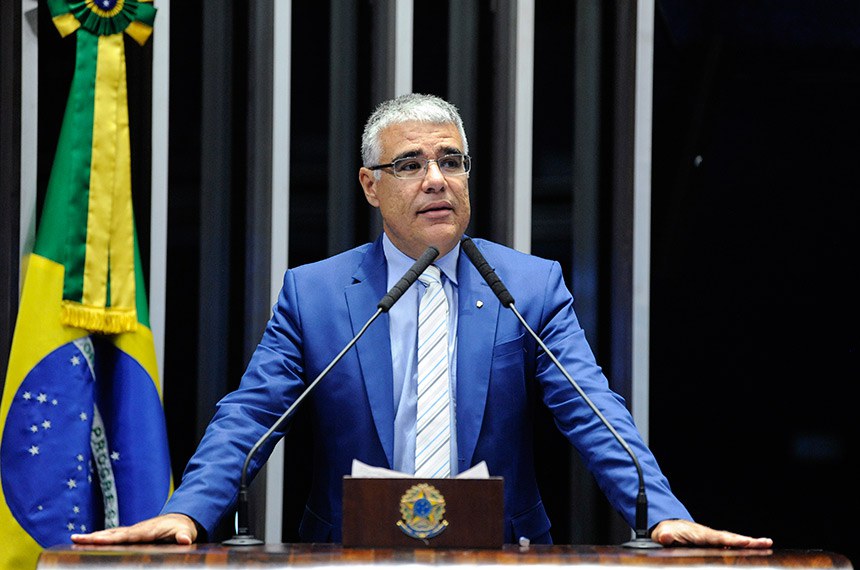 Plenário do Senado Federal durante sessão não deliberativa. Em discurso, à tribuna, senador Eduardo Girão (Pode-CE). Foto: Roque de Sá/Agência Senado