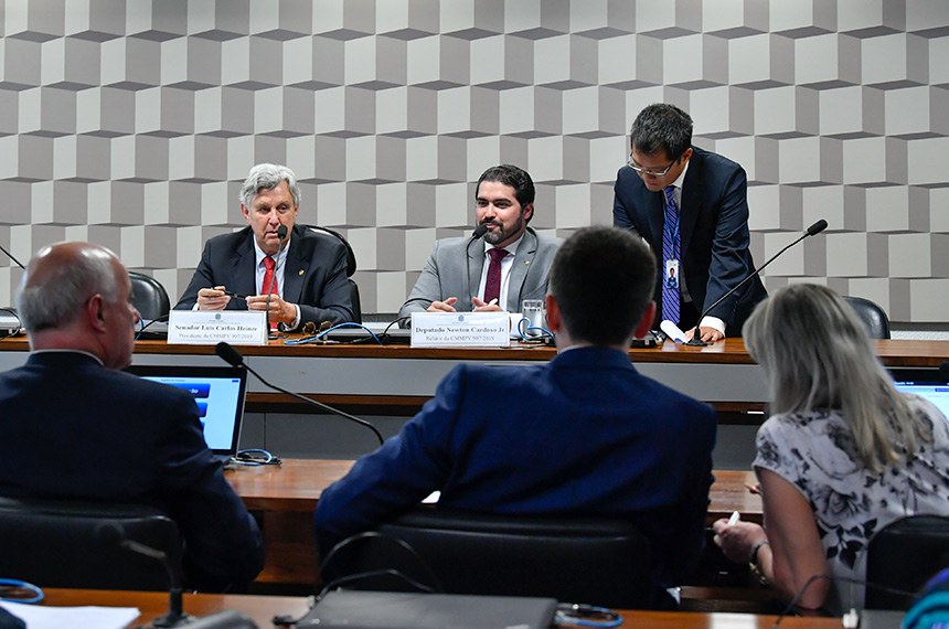 O presidente da comissão, senador Luis Carlos Heinze, e o relator, deputado Newton Cardoso Jr 