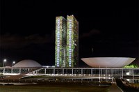 Congresso é iluminado com imagens em homenagem ao meio ambiente