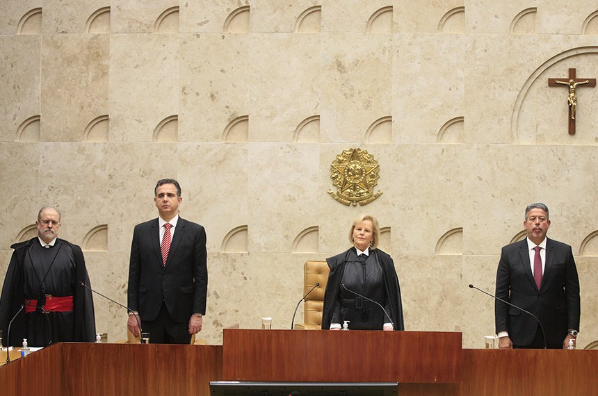 Augusto Aras, Rodrigo Pacheco, Rosa Weber e Arthur Lira; ministra presidirá o Supremo por dois anos