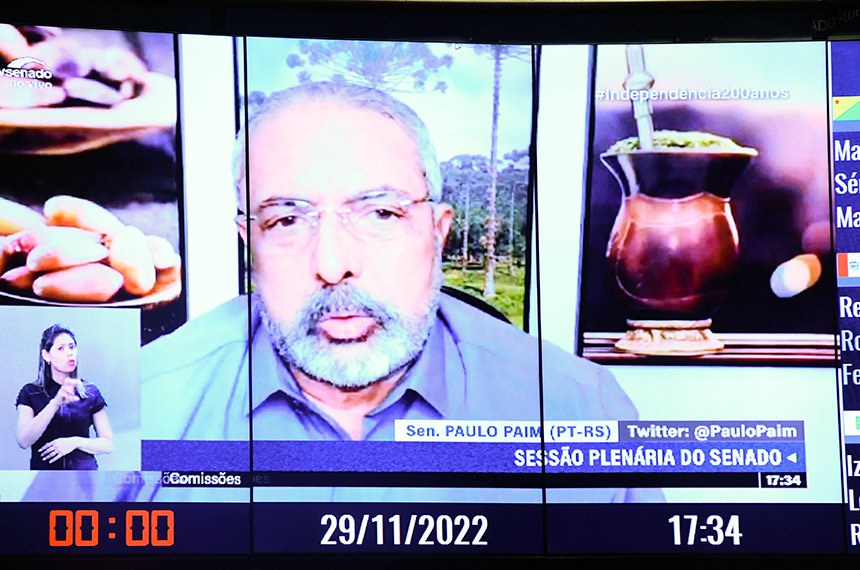 Em pronunciamento, via videoconferência, senador Paulo Paim (PT-RS).