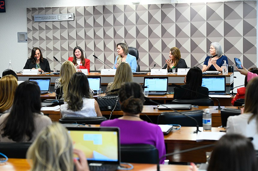 Mesa: 
assessora jurídica da Procuradoria Especial da Mulher no Senado Federal, Karem Raren da Silva Vilarins;
procuradora da Mulher na Assembleia Legislativa do Estado do Ceará, deputada estadual Lia Gomes (CE);
presidente eventual da CDH, senadora Augusta Brito (PT-CE);
diretora-geral do Senado Federal, Ilana Trombka;
representante do Núcleo de Assessoramento e Estudos Técnicos e membra do Comitê Permanente pela Promoção da Igualdade de Gênero e Raça e Programa Pró-Equidade do Senado Federal, Gabrielle Tatith Pereira.