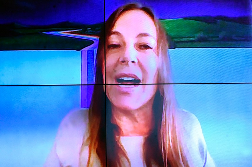 Na tela, senadora Mara Gabrilli (PSD-SP) em pronunciamento via videoconferência.