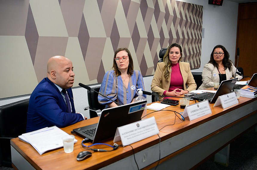 Mesa: 
diretor de Políticas e Diretrizes da Educação Integral Básica, da Secretaria de Educação Básica (SEB), Alexsandro do Nascimento Santos em pronunciamento;
coordenadora-geral da Campanha Nacional pelo Direito à Educação, Andressa Pellanda;
presidente eventual da CCJ, senadora Augusta Brito (PT-CE);
articuladora Pedagógica da Rede de Organizações Sociais da Pedagogia Waldorf, Cristina Velasquez.