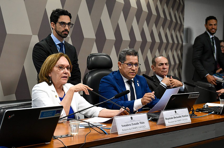 Mesa:
relatora da CMMPV 1165/2023, senadora Zenaide Maia (PSD-RN);
presidente da CMMPV 1165/2023, deputado Dorinaldo Malafaia
(PDT-AP);
vice-presidente da CMMPV 1165/2023, senador Marcelo Castro (MDB-PI).