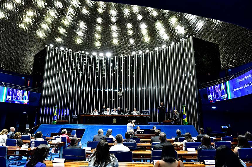 Em discurso, à tribuna, gerente do Departamento Contábil do Serviço Federal de Processamento de Dados, Carla Ribeiro Marques.
