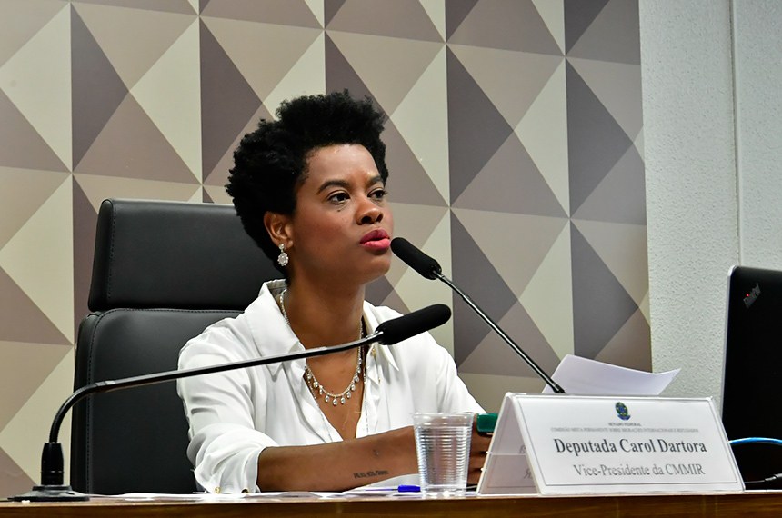 Mesa: 
vice-presidente da CMMIR, deputada Carol Dartora (PT-PR), em pronunciamento.