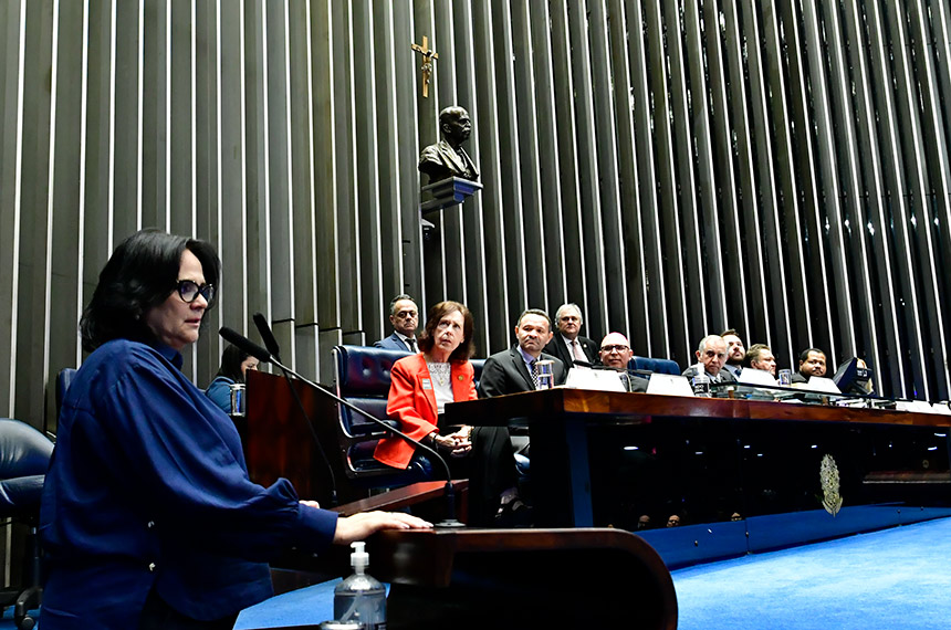 A senadora Damares Alves participou da homenagem - Foto: Waldemir Barreto/Agência Senado