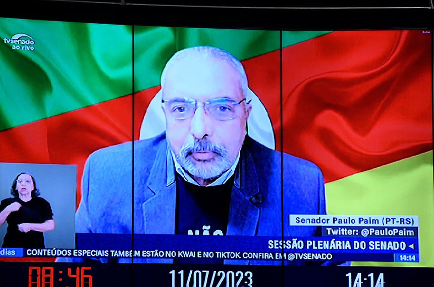 Em pronunciamento, via videoconferência, senador Paulo Paim (PT-RS).
